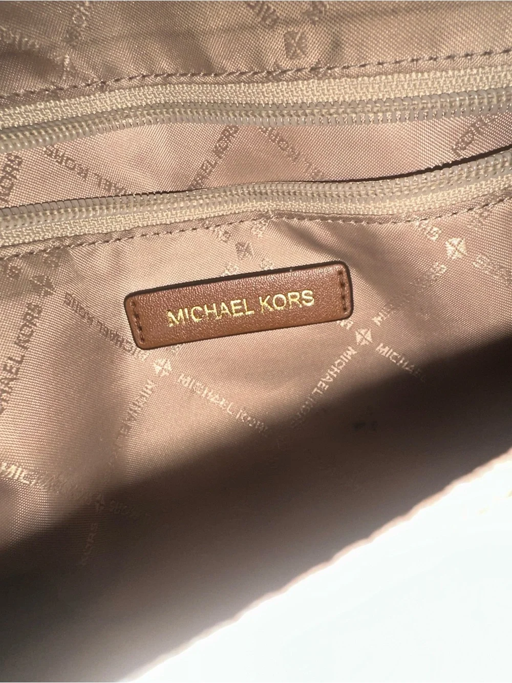 Michael Kors Brown MK Logo Crossbody Satchel with Tan Trim